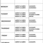 Time Table of Class 11th