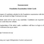 Foundation Examination Admit Cards