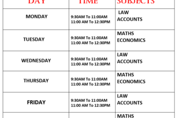 Time Table for CA Foundation