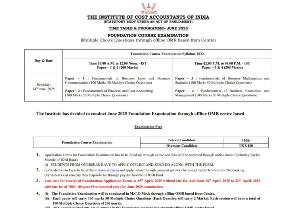 foundation course examination